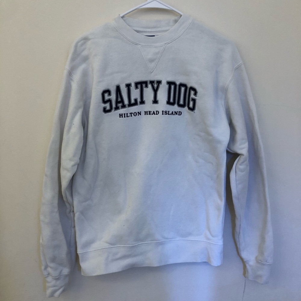 Salty dog cafe white crew neck sweatshirt
